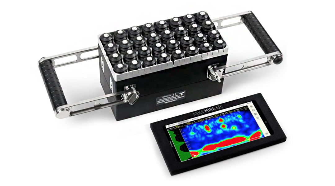 Array 32 active dry-point-contact transducers A1040 MIRA 3D dan tablet kontrol