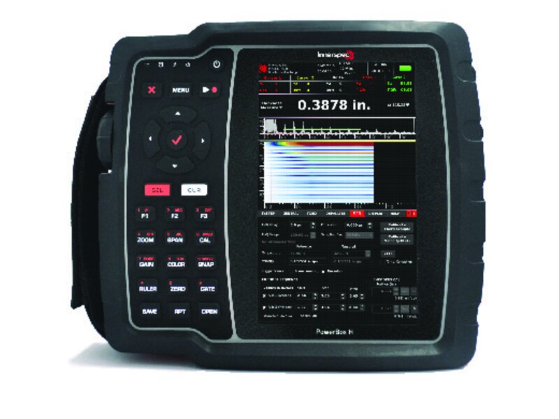 Panel depan Innerspec PowerBox H untuk pengaturan inspeksi ultrasonic NDT portabel