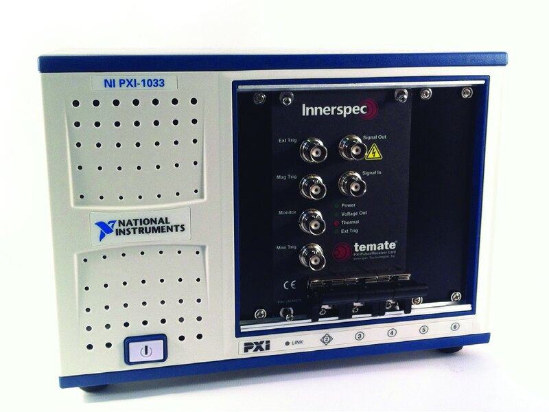 Innerspec temate PXI Pulser Receiver terpasang pada chassis PXI CompactPCI