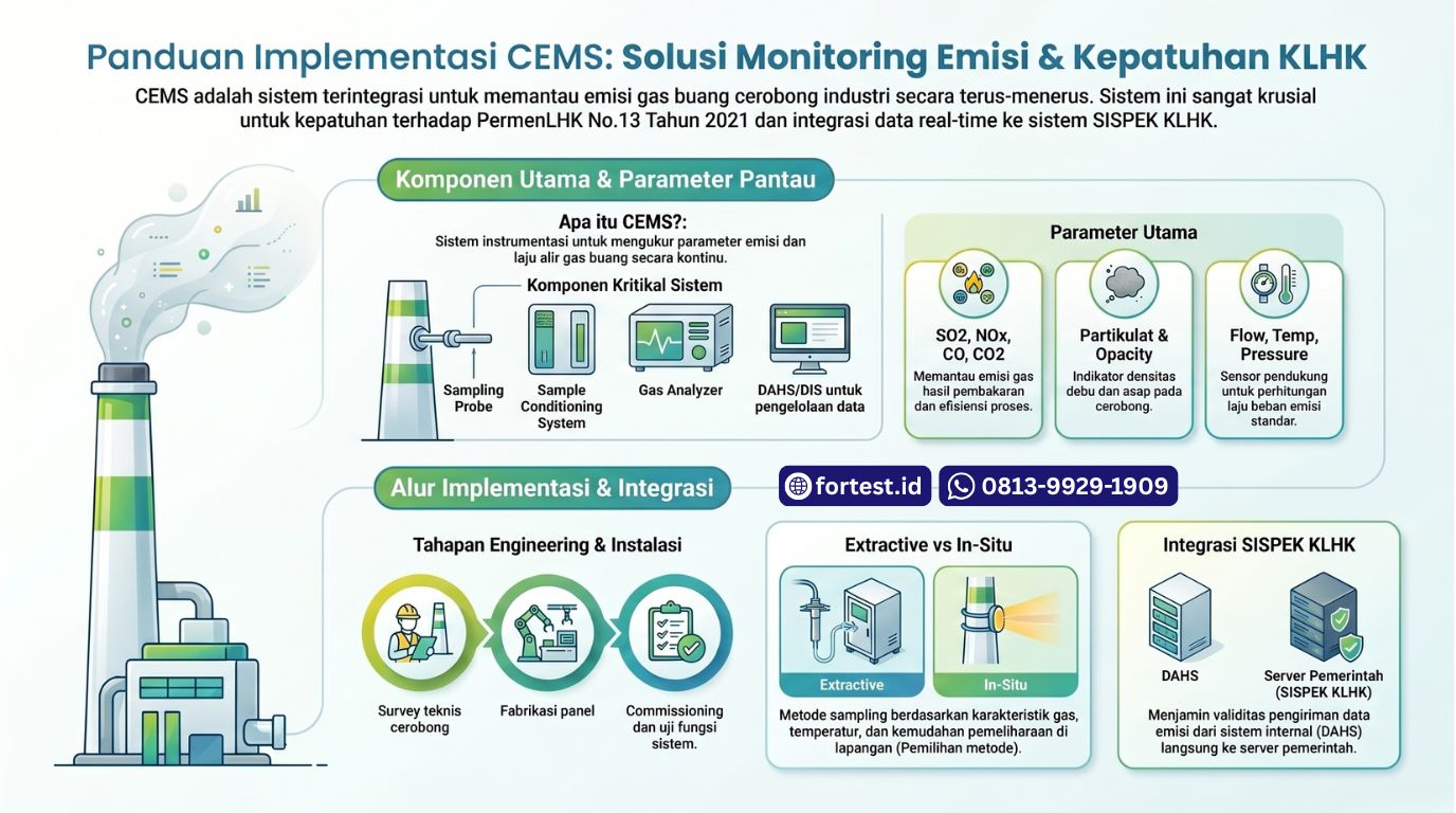 CEMS Indonesia untuk monitoring emisi cerobong industri dan integrasi SISPEK KLHK